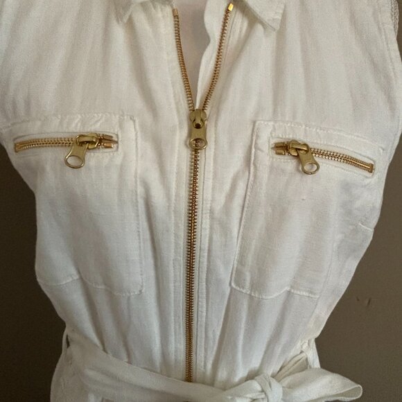 J. Crew Linen Blend Dress, Zip Front, White Size 10 - never worn - Picture 4 of 11